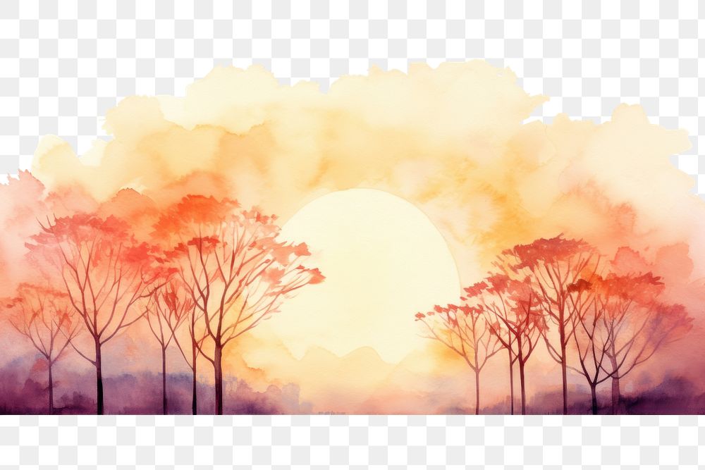 PNG Painting of trees landscape nature outdoors.