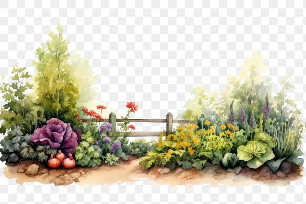 PNG Vegetable garden painting outdoors flower.