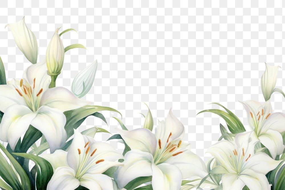 PNG White lily border backgrounds flower plant.