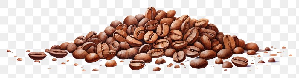PNG  Painting of coffee beans chocolate freshness abundance.