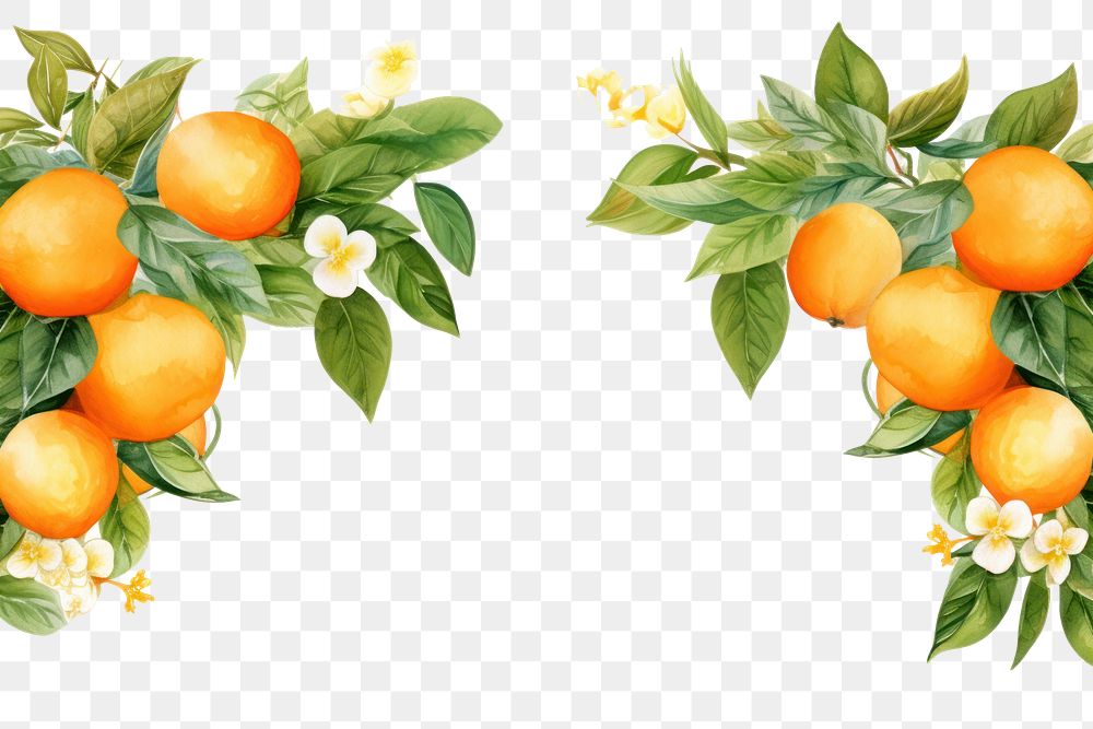 PNG Garland oranges fruit grapefruit lemon plant.