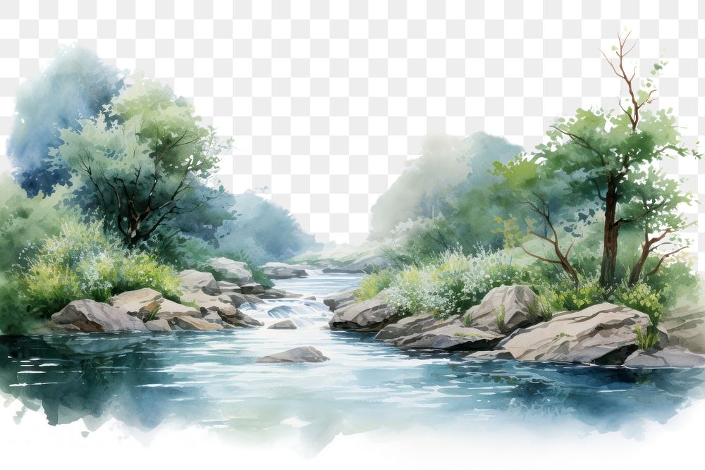 PNG Garland river Swags landscape outdoors painting.