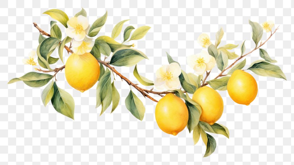 PNG Lemon branch top border grapefruit plant food.