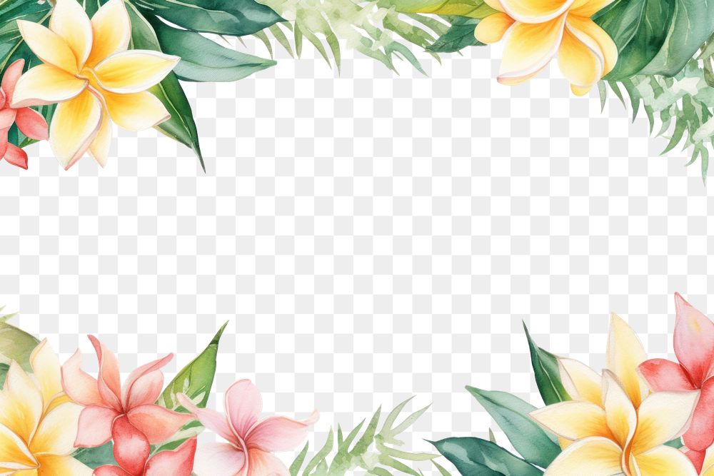 PNG Plumeria border backgrounds painting pattern.