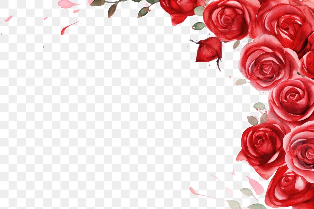 PNG Painting red roses border pattern flower nature.