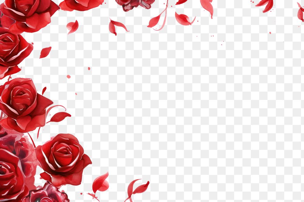 PNG Painting red roses border pattern flower nature.