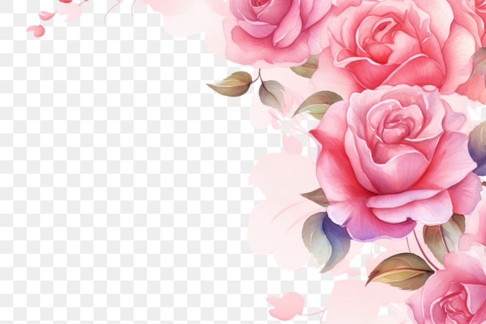 PNG Painting rose border pattern flower nature.
