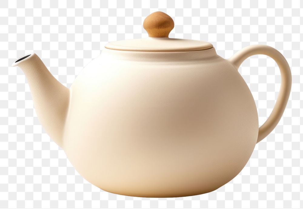 PNG Off-white teapot pottery cookware.