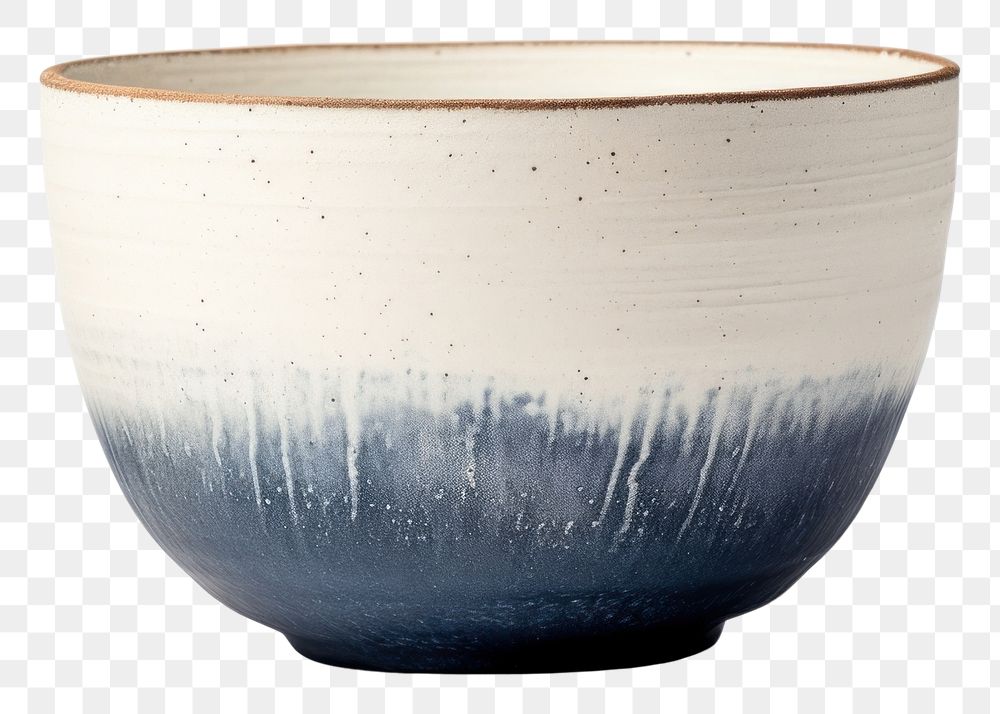 PNG A minimal two tone colored of off-white and navy bowl pottery porcelain art.