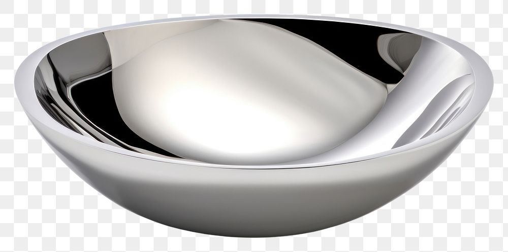PNG A bowl Chrome material white background simplicity reflection.