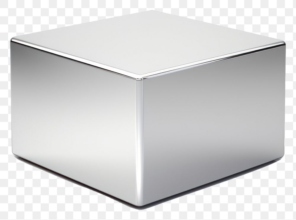 PNG Box Chrome material silver white white background.