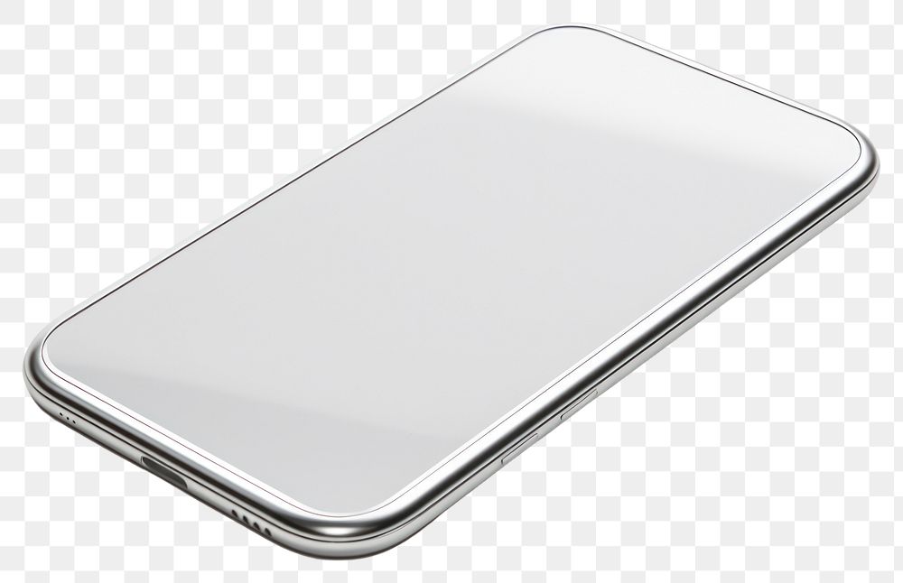 PNG Mobile phone Chrome material silver white background portability.