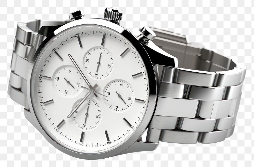 PNG Watch Chrome material wristwatch chrome white.