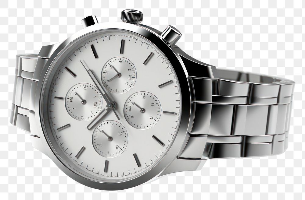 PNG Watch Chrome material wristwatch chrome white.