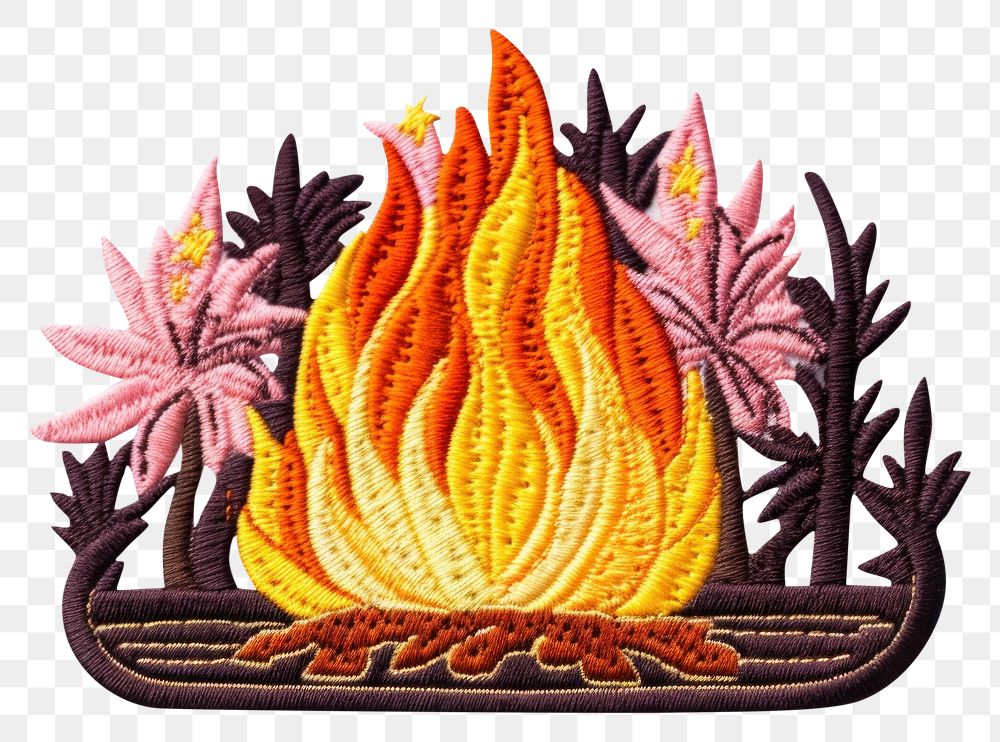 PNG Bonfire embroidery pattern craft. AI generated Image by rawpixel.