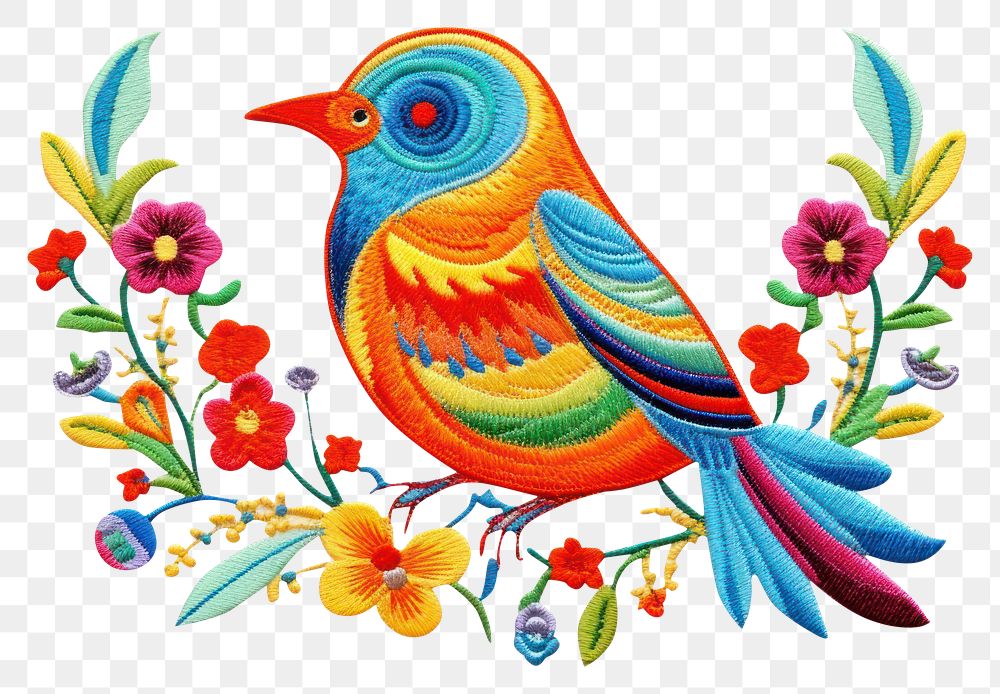 PNG Bird embroidery pattern animal. AI generated Image by rawpixel.