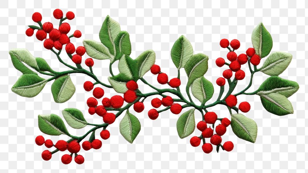 PNG Mistletoe embroidery pattern plant. AI generated Image by rawpixel.
