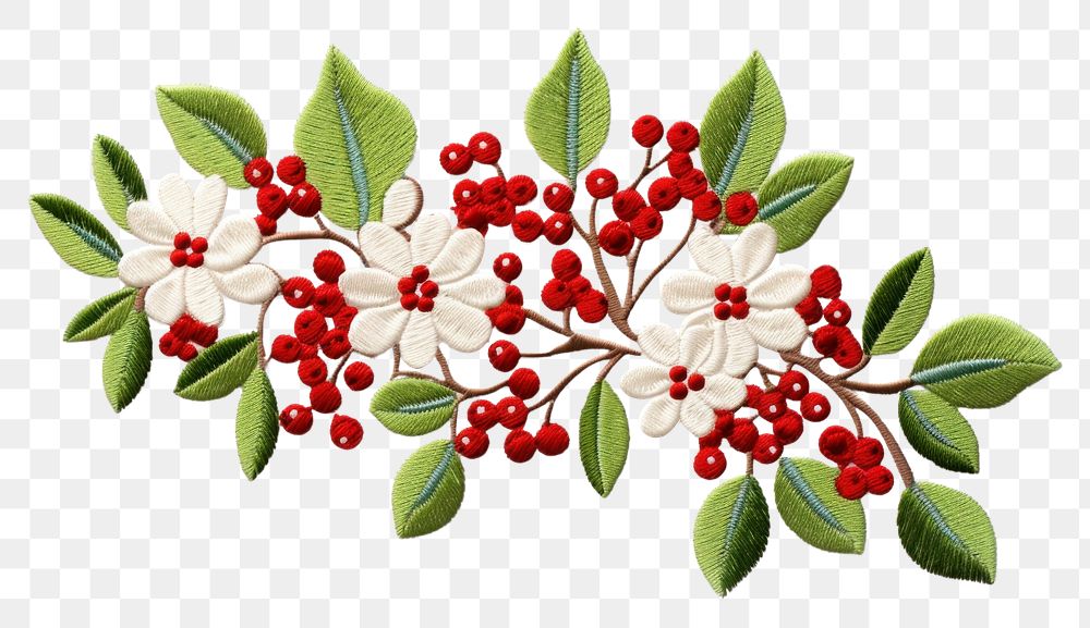 PNG Mistletoe embroidery pattern plant. AI generated Image by rawpixel.