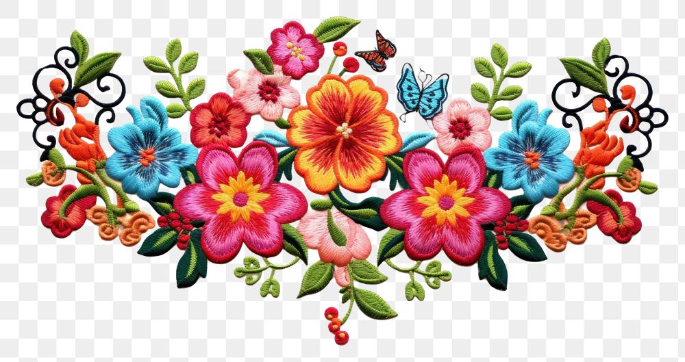 PNG Nature border embroidery pattern art. AI generated Image by rawpixel.