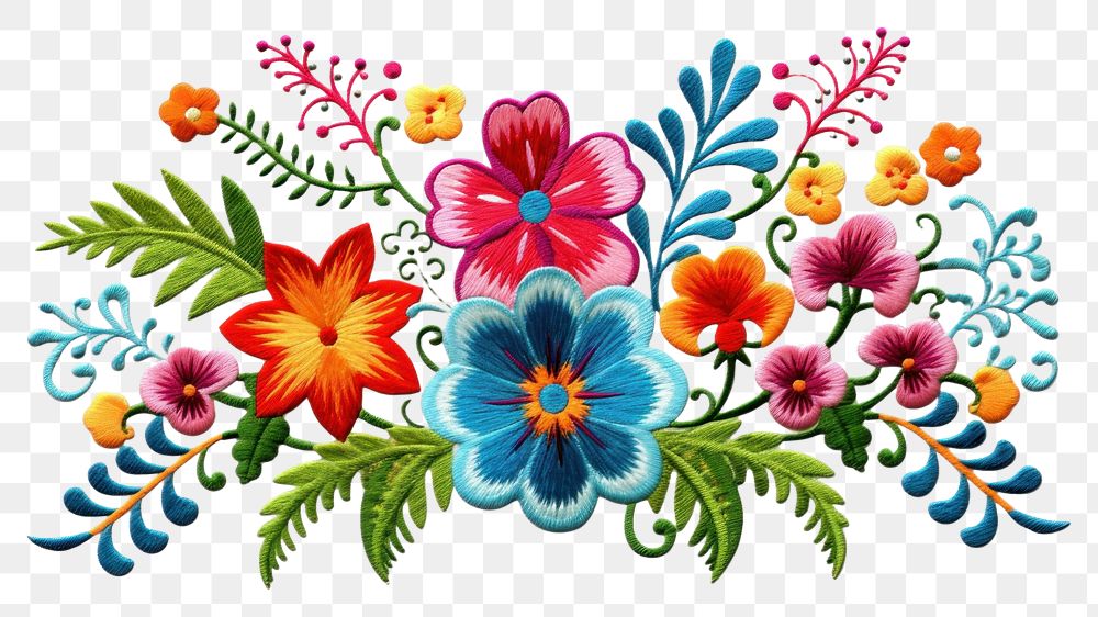 PNG Nature border embroidery pattern plant