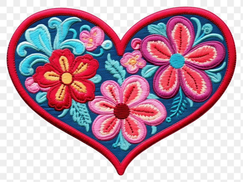 PNG Embroidery pattern craft heart. AI generated Image by rawpixel.