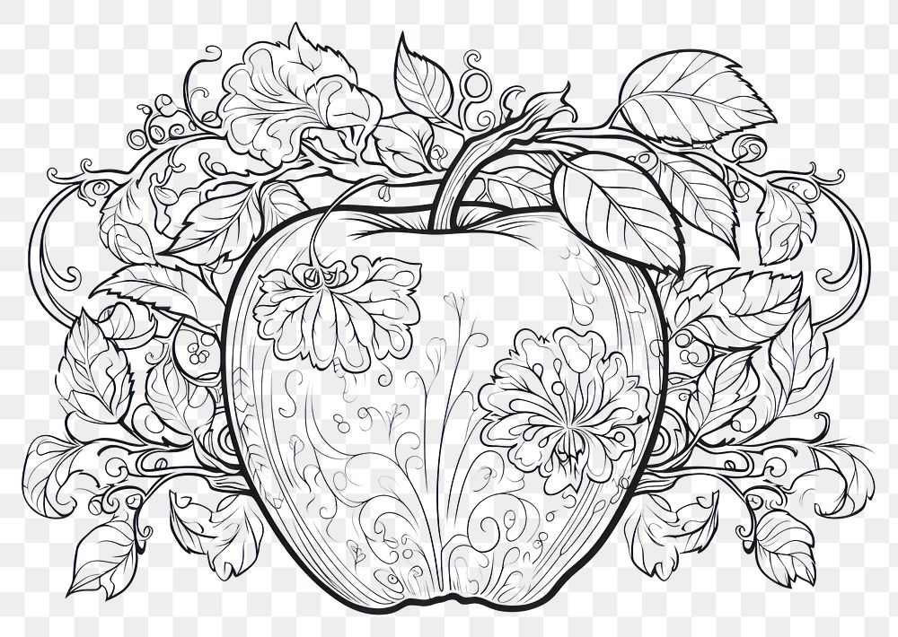 PNG  Apple pattern drawing sketch. AI generated Image by rawpixel.
