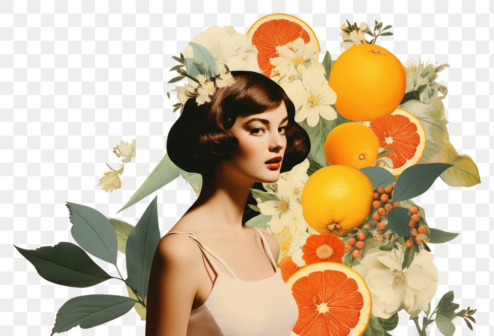 PNG Paper collage grapefruit portrait adult.