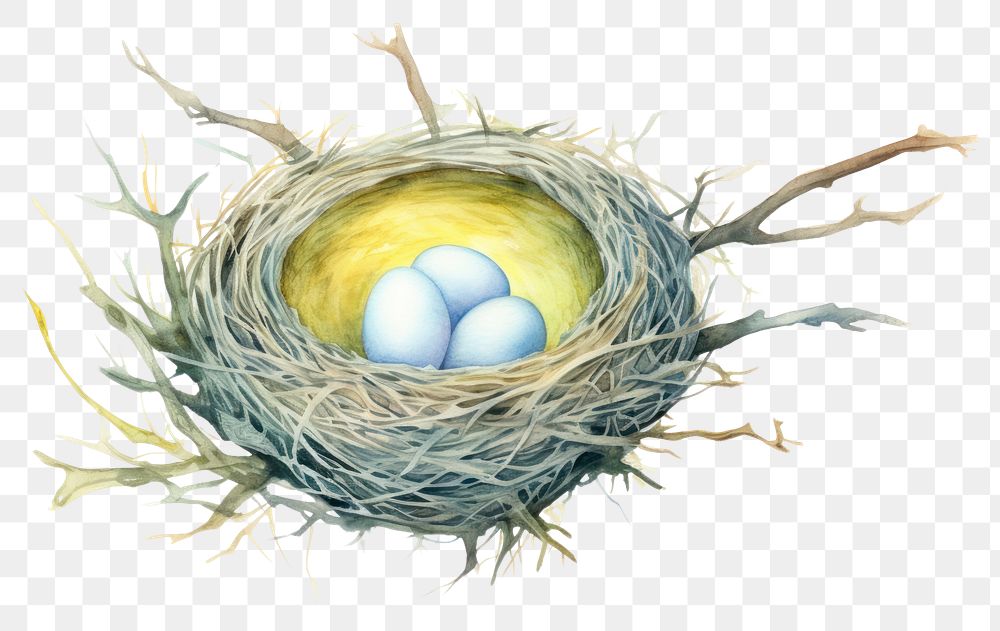 PNG Bird nest decorate egg beginnings fragility.