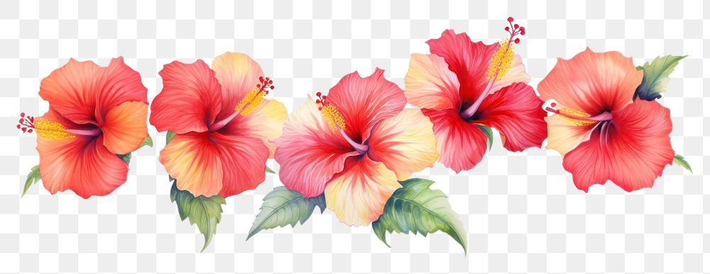 PNG Hibiscus decorates flower plant white background.