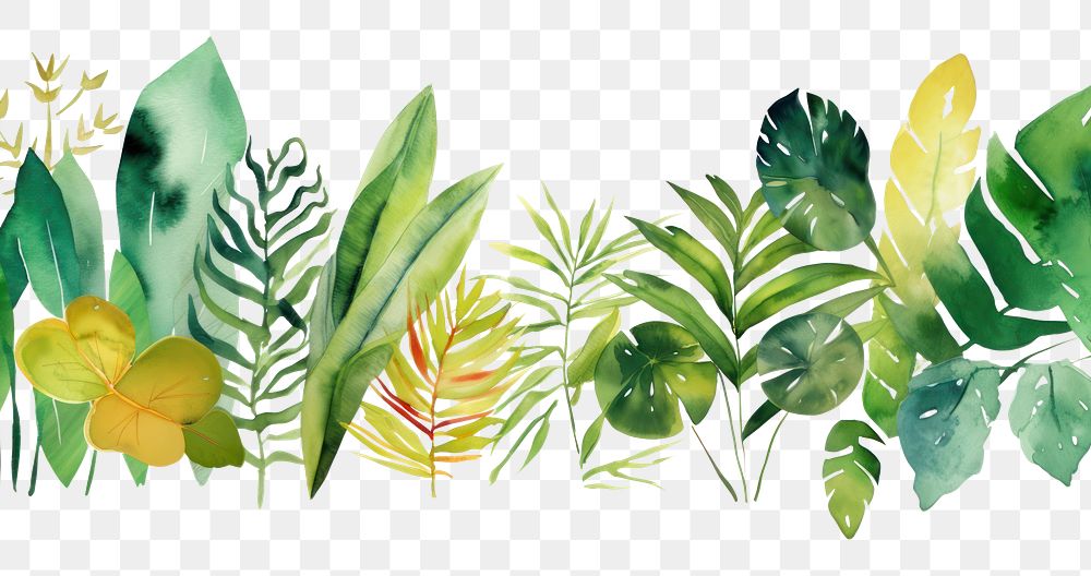 PNG Tropical leaves backgrounds pattern green.