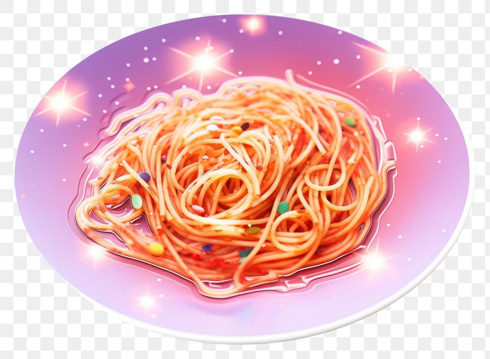 PNG Spaghetti glitter sticker pasta plate food.