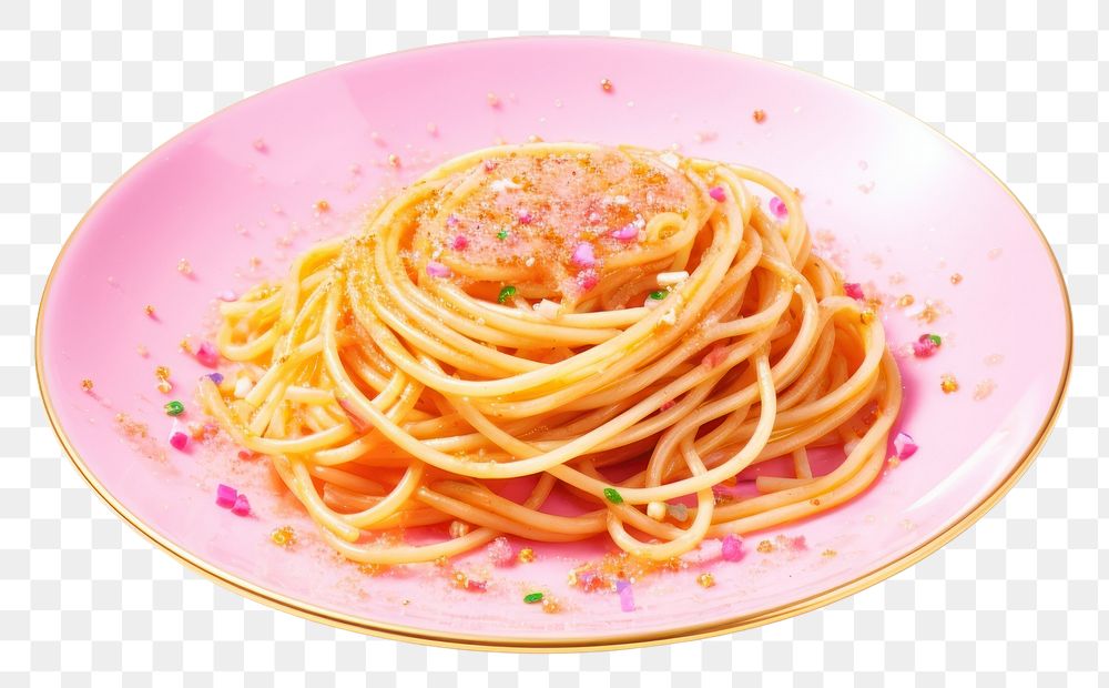 PNG Spaghetti glitter sticker pasta plate food.