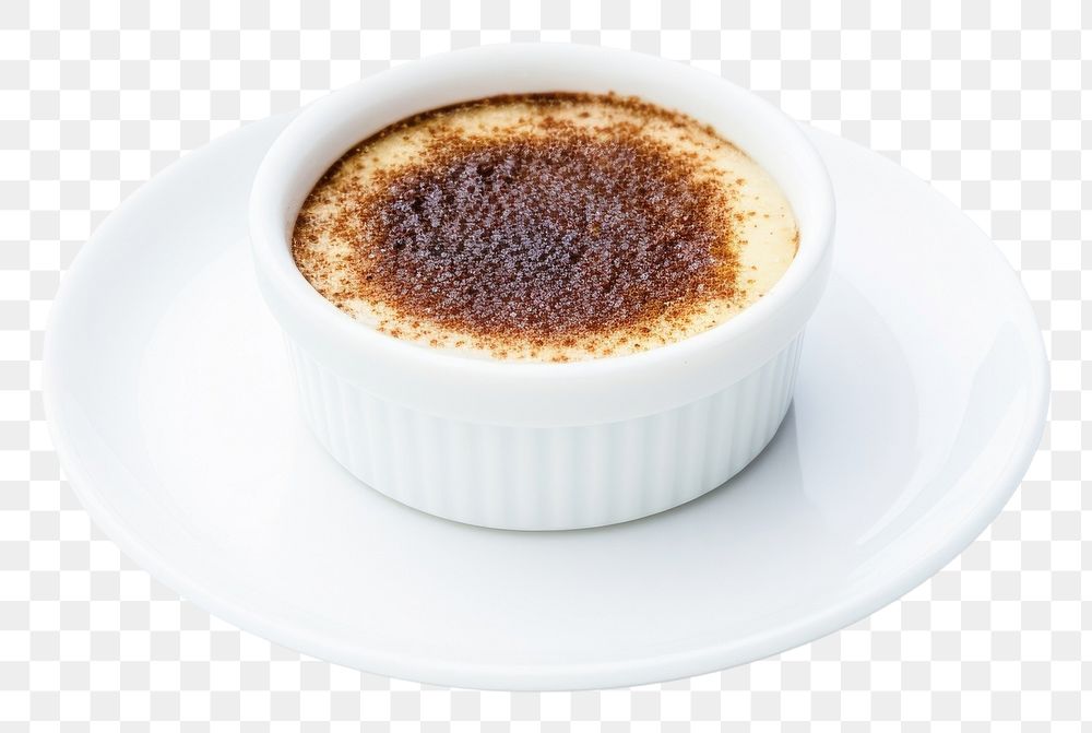 PNG  Creme brulee dessert coffee saucer.
