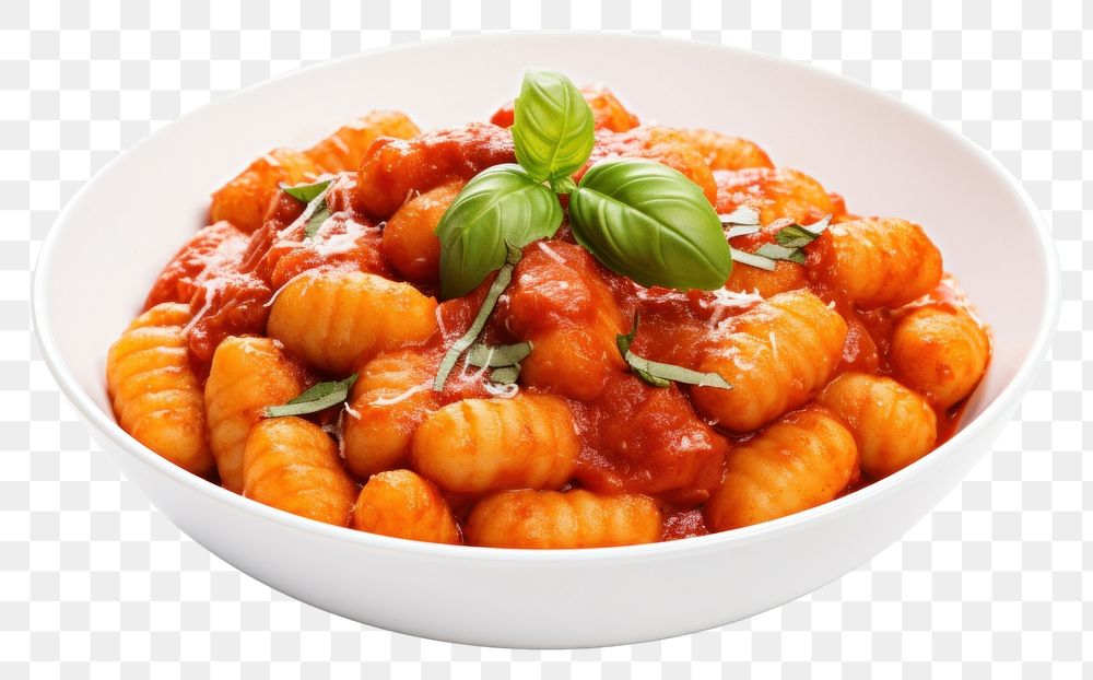 PNG Gnocchi with tomato sauce food meal white background.