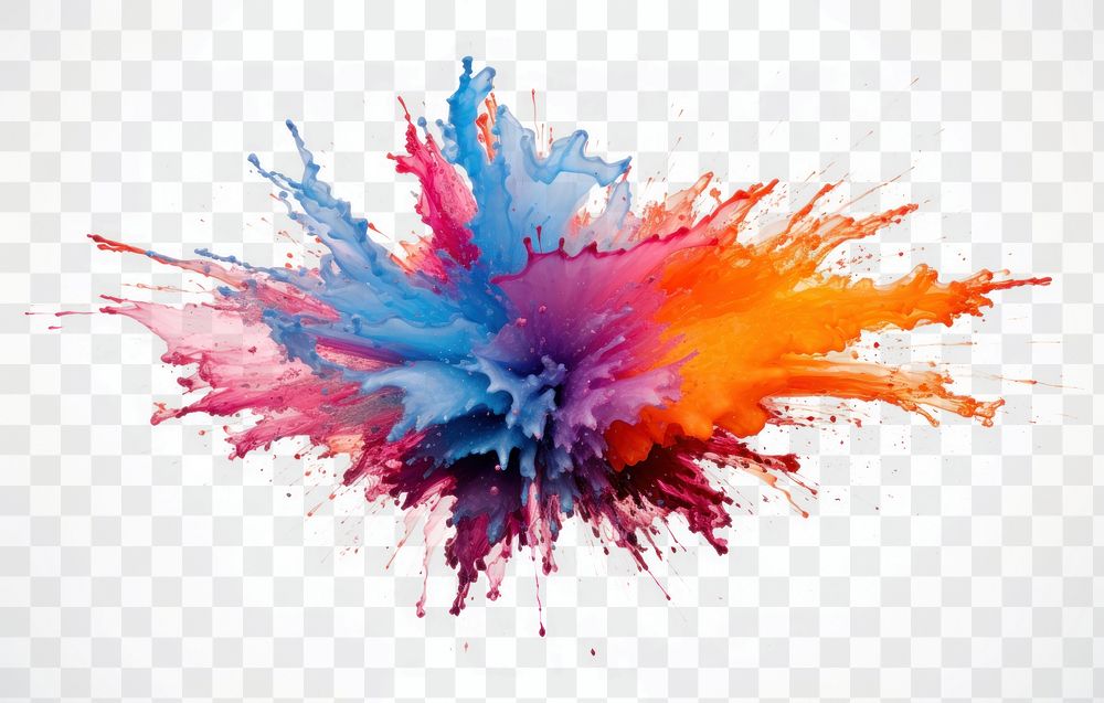 PNG Explosion painting white background splattered. AI generated Image by rawpixel.