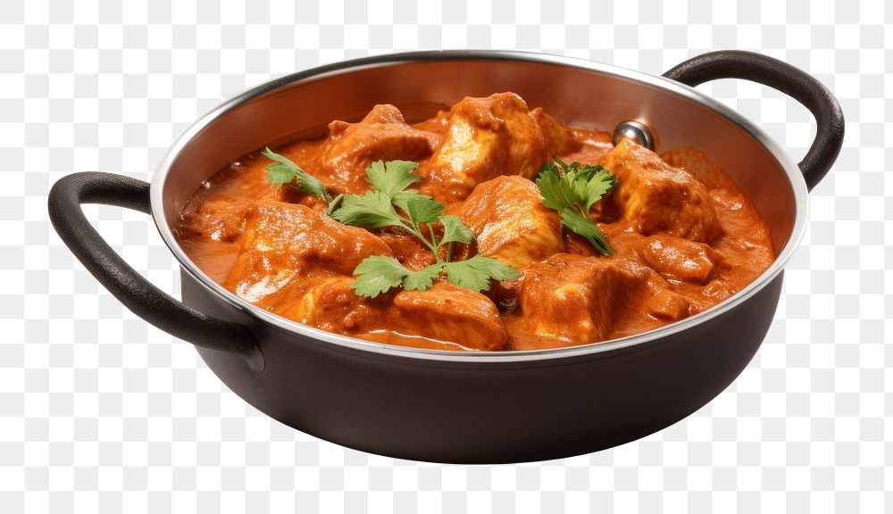 PNG Indian butter chicken curry dish food stew.