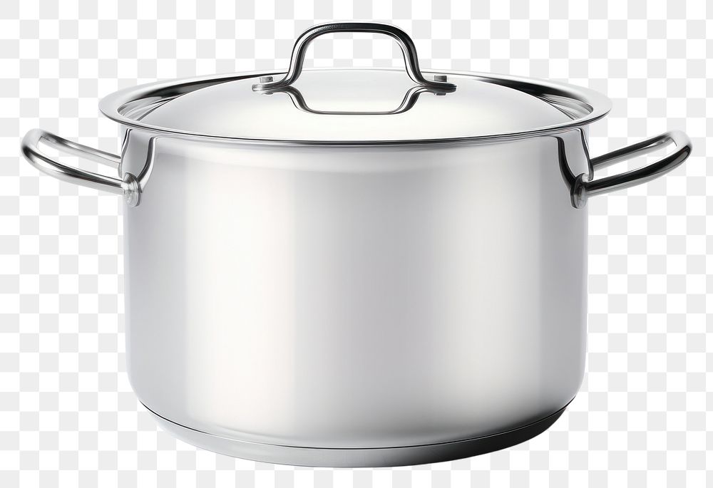 PNG Stainless steel pot appliance white background saucepan.