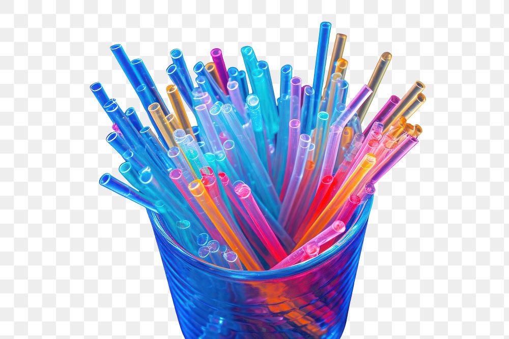 PNG  Plastic straw illuminated refreshment variation. AI generated Image by rawpixel.