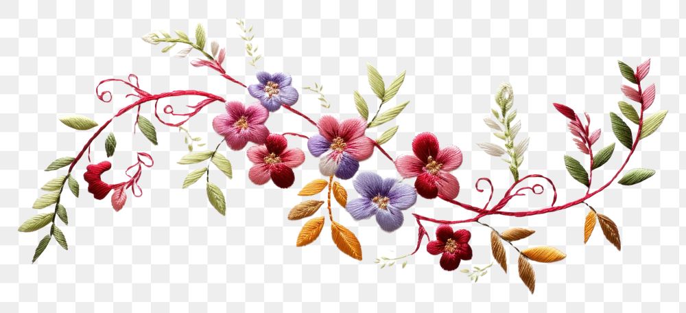 PNG Ornament flower in embroidery style needlework pattern textile