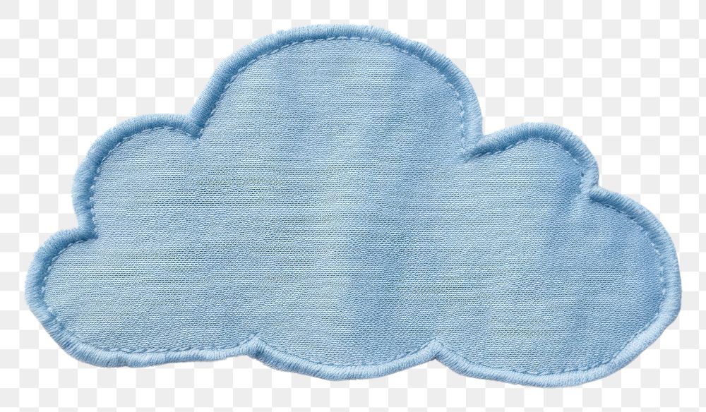PNG Blue cloud in embroidery style textile pattern applique.