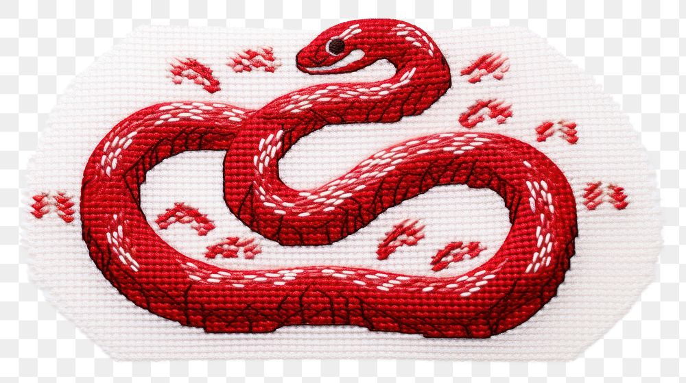 PNG Snake in embroidery style textile pattern creativity.