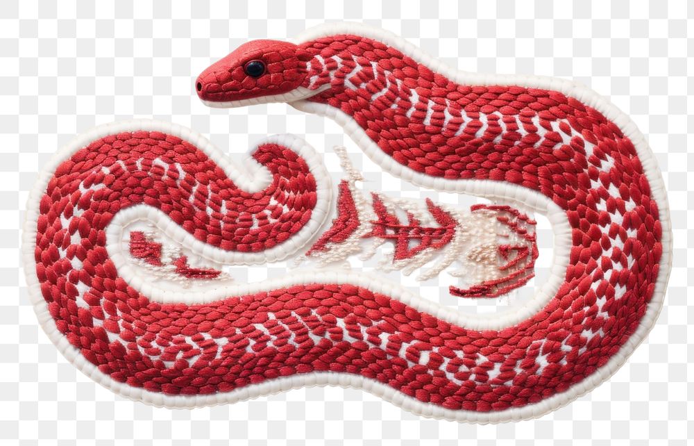 PNG Snakein embroidery style reptile textile pattern.