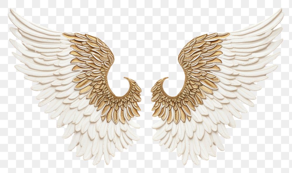 PNG Wings in embroidery style white accessories creativity.