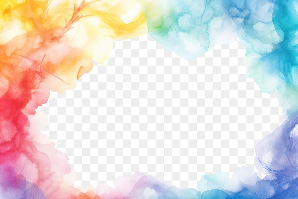PNG Rainbow watercolor border pattern backgrounds creativity.
