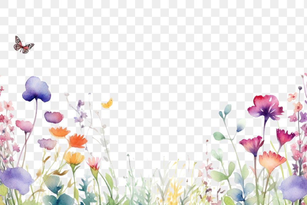 PNG Watercolor border nature outdoors pattern.