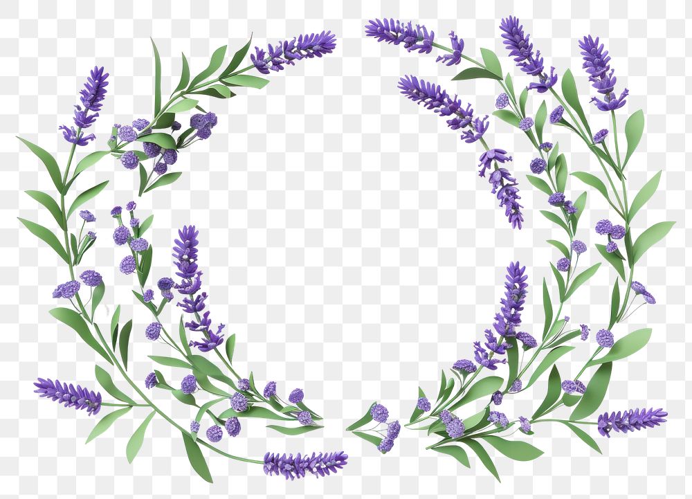 PNG Lavender flowers frame purple plant herbs.
