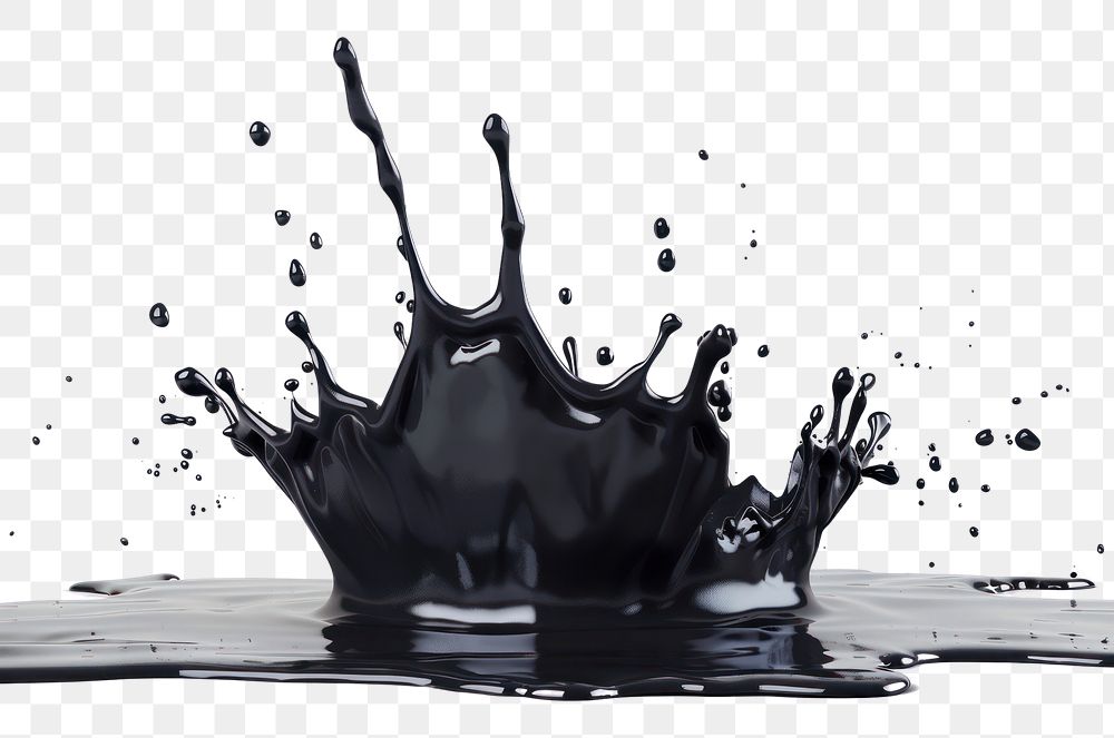 PNG Black paint splash white background splattered splashing.