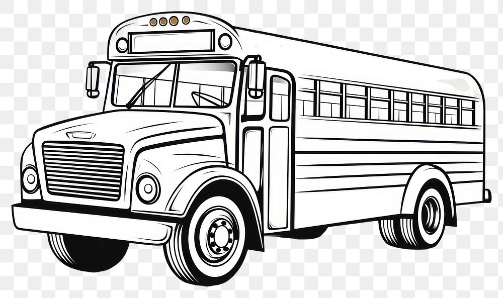 PNG School bus vehicle sketch white background.