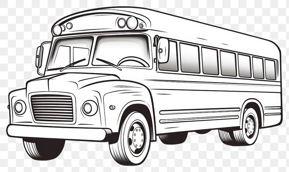 PNG School bus vehicle sketch transportation.