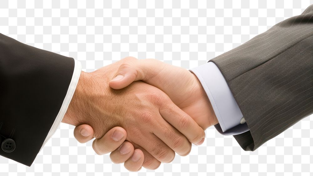 PNG Business consultant joining hands handshake adult agreement.